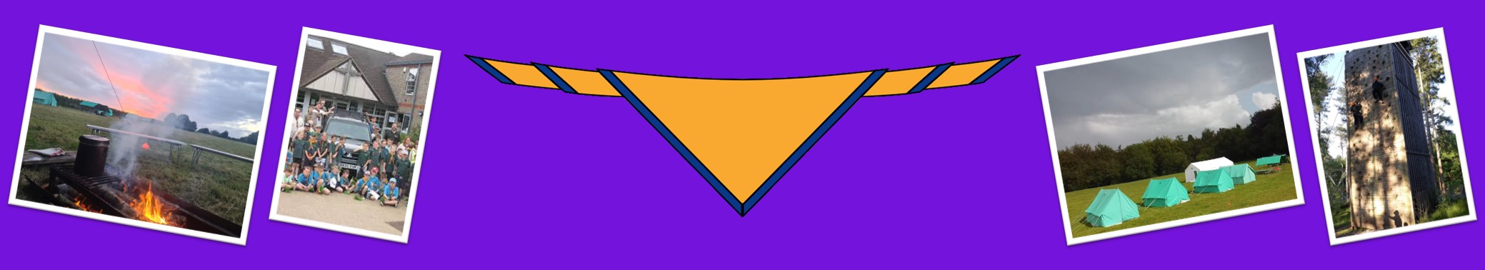 A yellow triangle on a purple background